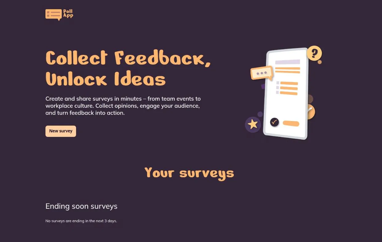 Start page of the Poll App